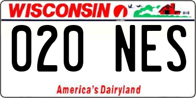 WI license plate 020NES