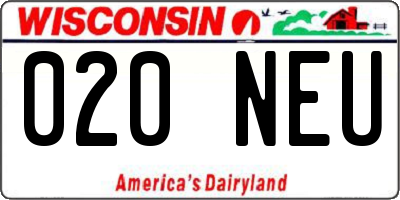 WI license plate 020NEU