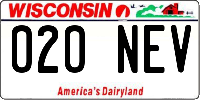 WI license plate 020NEV
