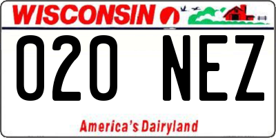 WI license plate 020NEZ