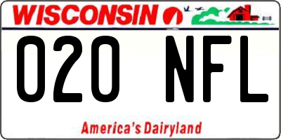 WI license plate 020NFL