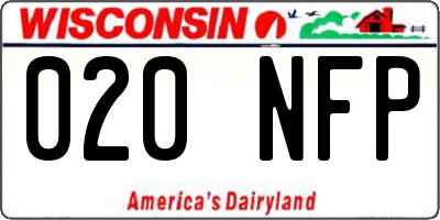 WI license plate 020NFP