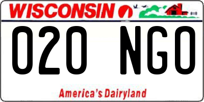 WI license plate 020NGO