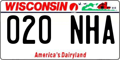 WI license plate 020NHA