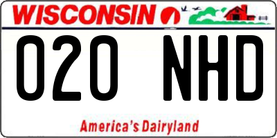 WI license plate 020NHD
