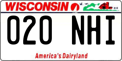 WI license plate 020NHI