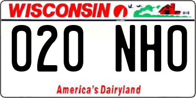 WI license plate 020NHO