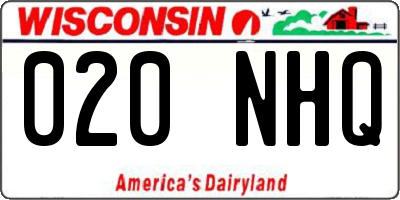 WI license plate 020NHQ