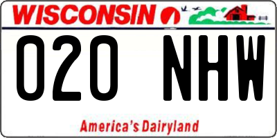 WI license plate 020NHW