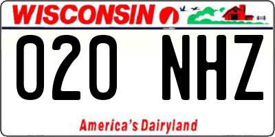 WI license plate 020NHZ