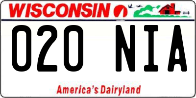 WI license plate 020NIA