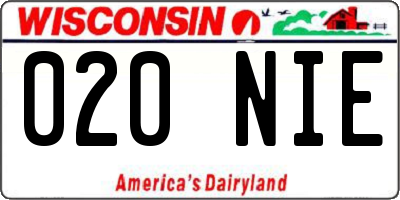 WI license plate 020NIE