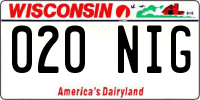 WI license plate 020NIG