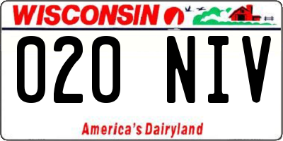 WI license plate 020NIV