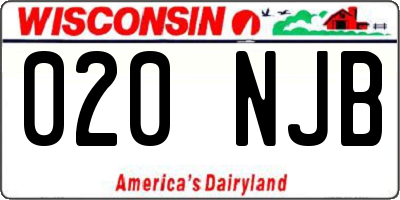 WI license plate 020NJB