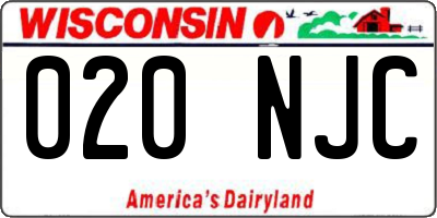 WI license plate 020NJC