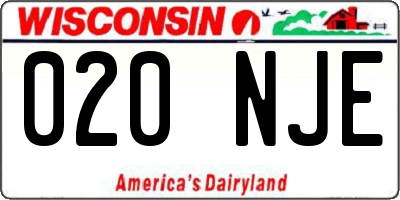 WI license plate 020NJE