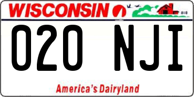 WI license plate 020NJI