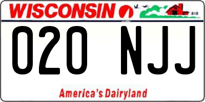 WI license plate 020NJJ
