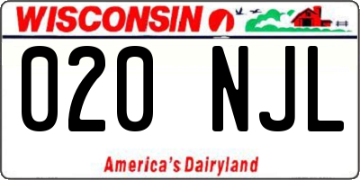 WI license plate 020NJL
