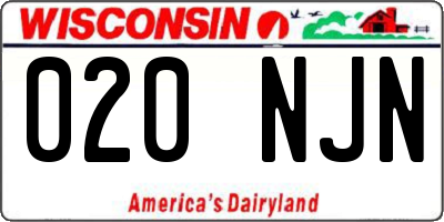 WI license plate 020NJN