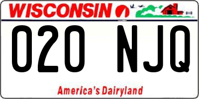 WI license plate 020NJQ