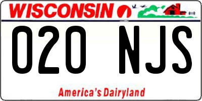 WI license plate 020NJS