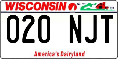 WI license plate 020NJT