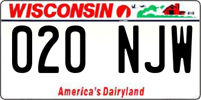 WI license plate 020NJW