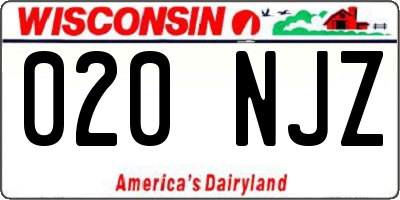 WI license plate 020NJZ