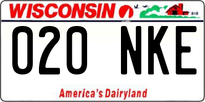 WI license plate 020NKE