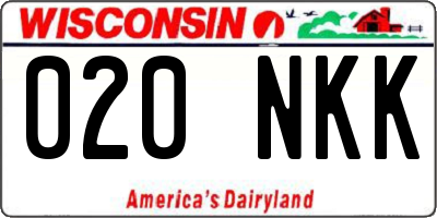 WI license plate 020NKK