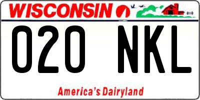 WI license plate 020NKL