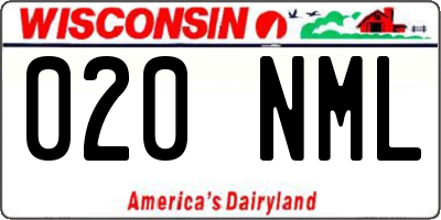 WI license plate 020NML
