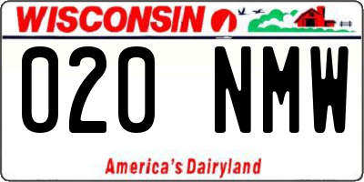 WI license plate 020NMW