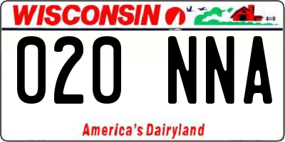 WI license plate 020NNA