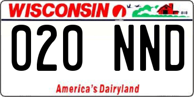 WI license plate 020NND
