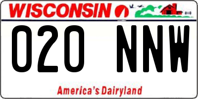 WI license plate 020NNW