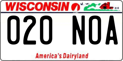WI license plate 020NOA