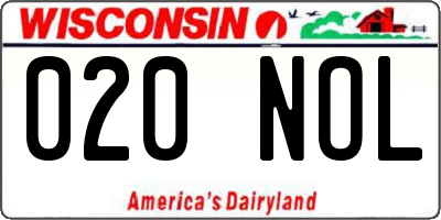 WI license plate 020NOL