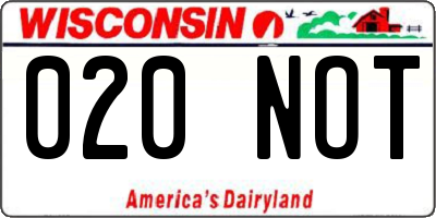 WI license plate 020NOT