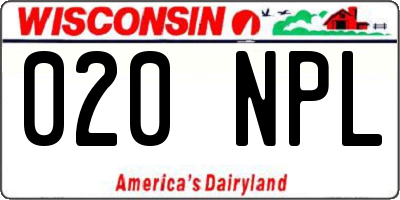 WI license plate 020NPL