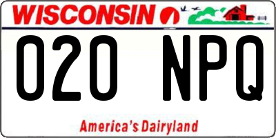 WI license plate 020NPQ