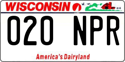 WI license plate 020NPR