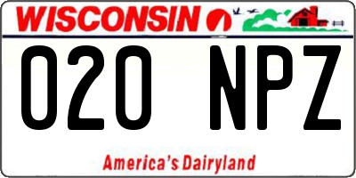 WI license plate 020NPZ