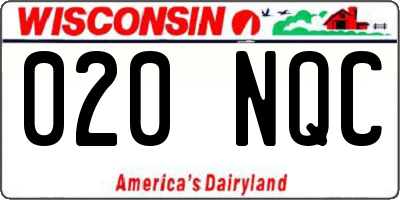 WI license plate 020NQC