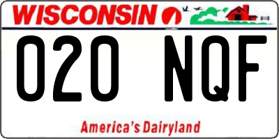 WI license plate 020NQF
