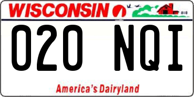 WI license plate 020NQI