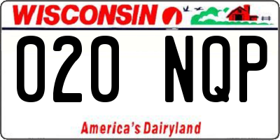 WI license plate 020NQP