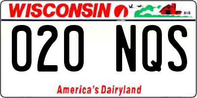 WI license plate 020NQS